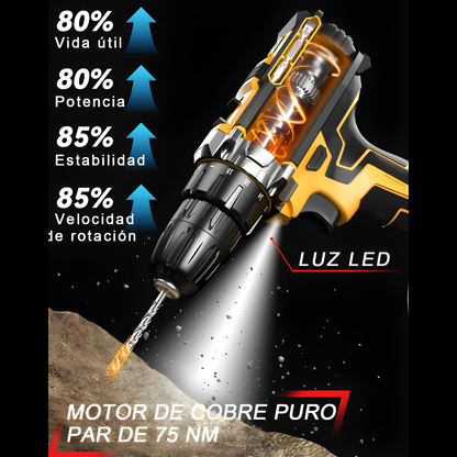 🔥 Taladro Rotomartillo Inalámbrico - Potencia profesional en tus manos