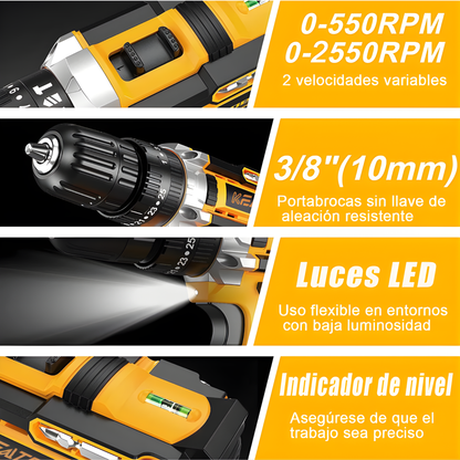 🔥 Taladro Rotomartillo Inalámbrico - Potencia profesional en tus manos