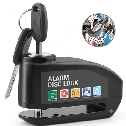 Candado de Disco con Alarma 110dB · Antirrobo para Moto, Bici y Patín Eléctrico