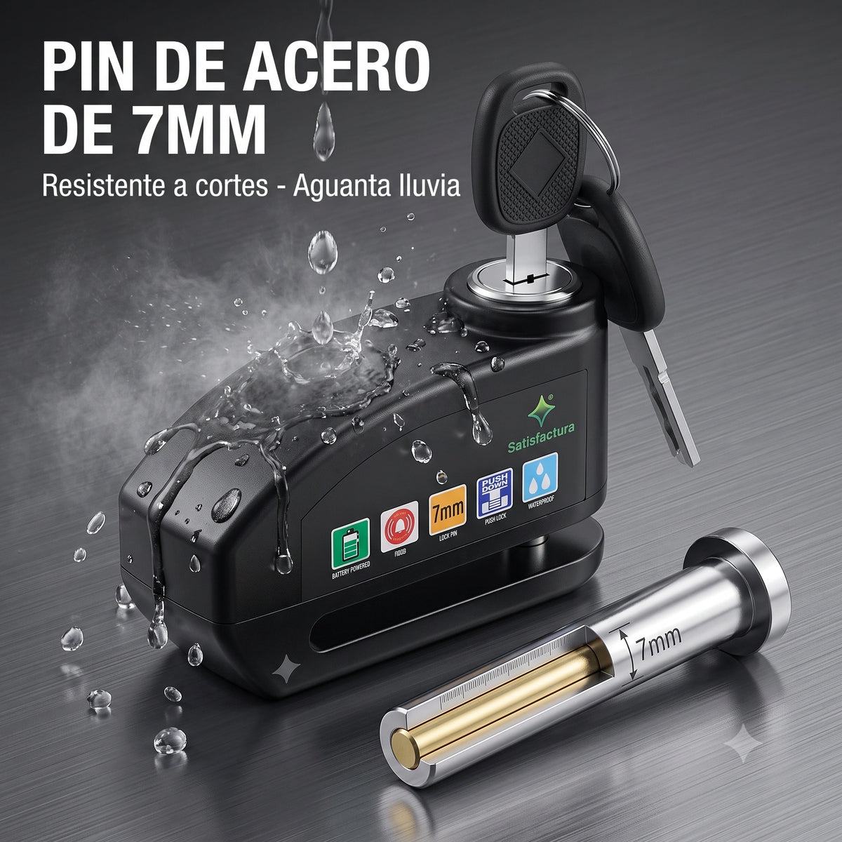 Candado de Disco con Alarma 110dB · Antirrobo para Moto, Bici y Patín Eléctrico