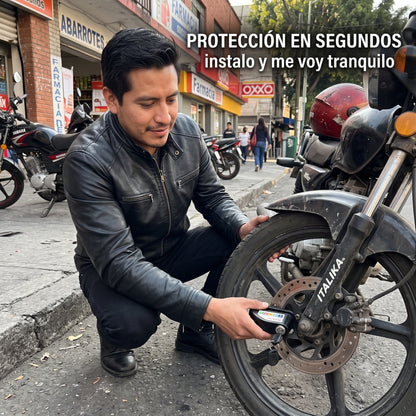 Candado de Disco con Alarma 110dB · Antirrobo para Moto, Bici y Patín Eléctrico