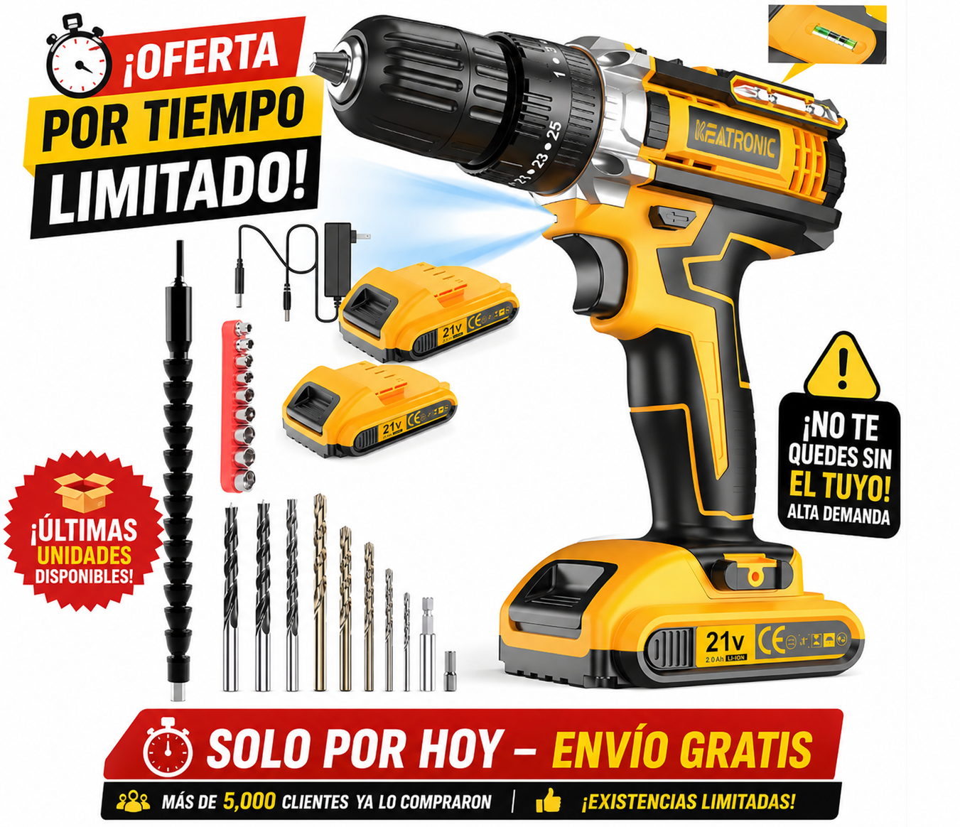 🔥 Taladro Rotomartillo Inalámbrico - Potencia profesional en tus manos