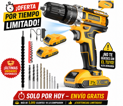 🔥 Taladro Rotomartillo Inalámbrico - Potencia profesional en tus manos